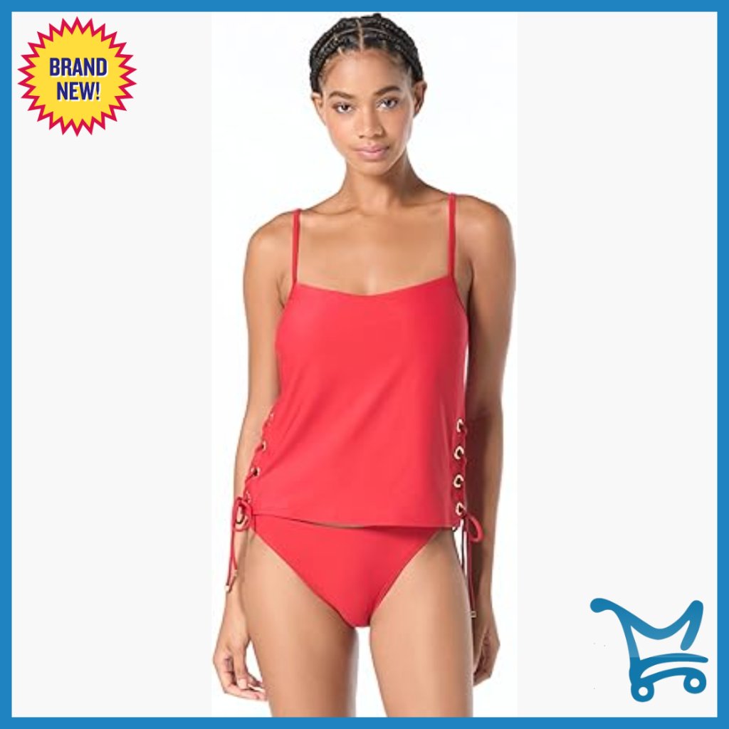 X-Small Grommet Tankini Top With Adjustable Straps And Side Ties
